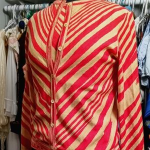 MISSONI SET Red & Camel Zebra Stripe Cardigan/Tank
